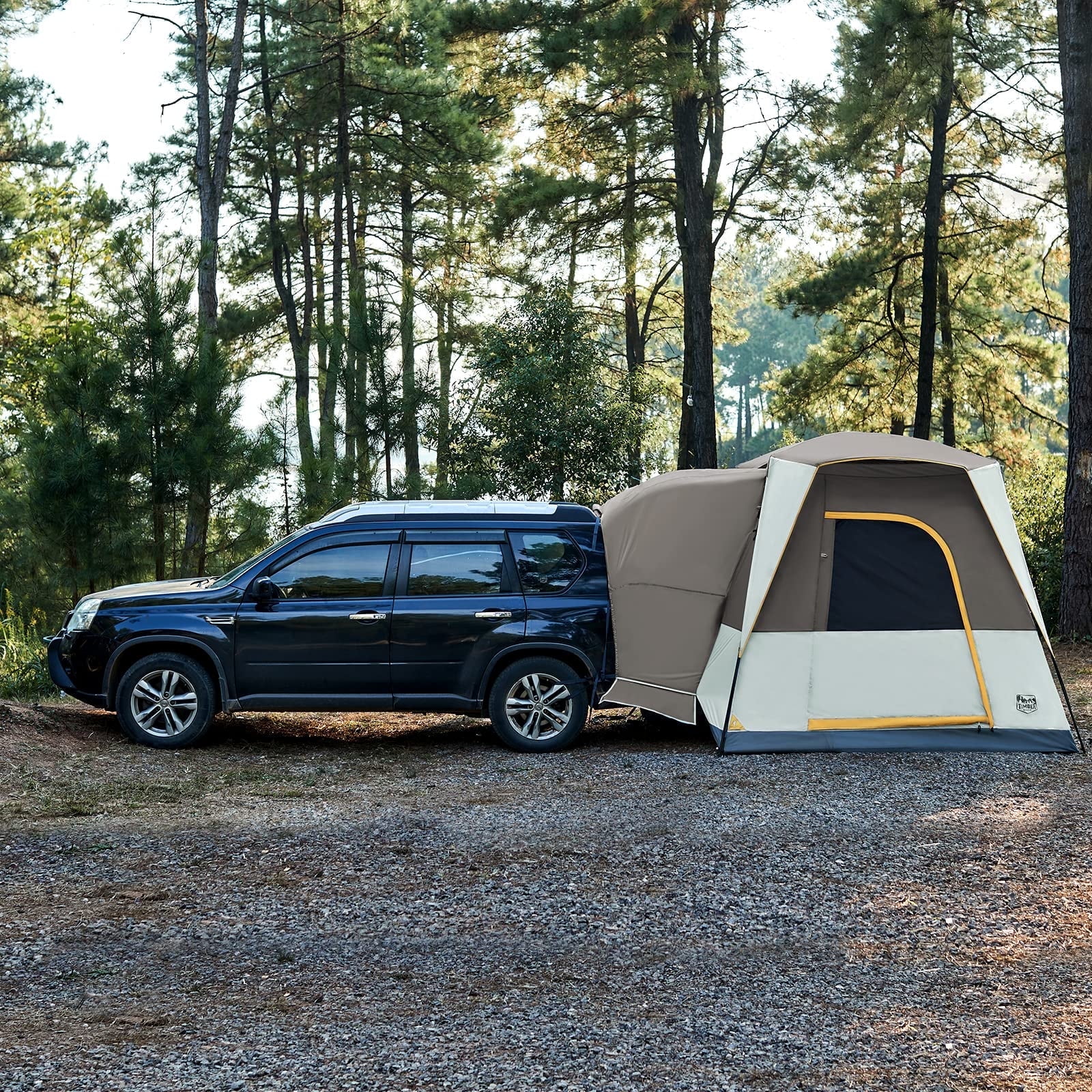 TIMBER RIDGE 5 Person SUV Tent Weather Resistant Portable for Car SUV Van Camping, Includes Rainfly and Storage Bag, khaki