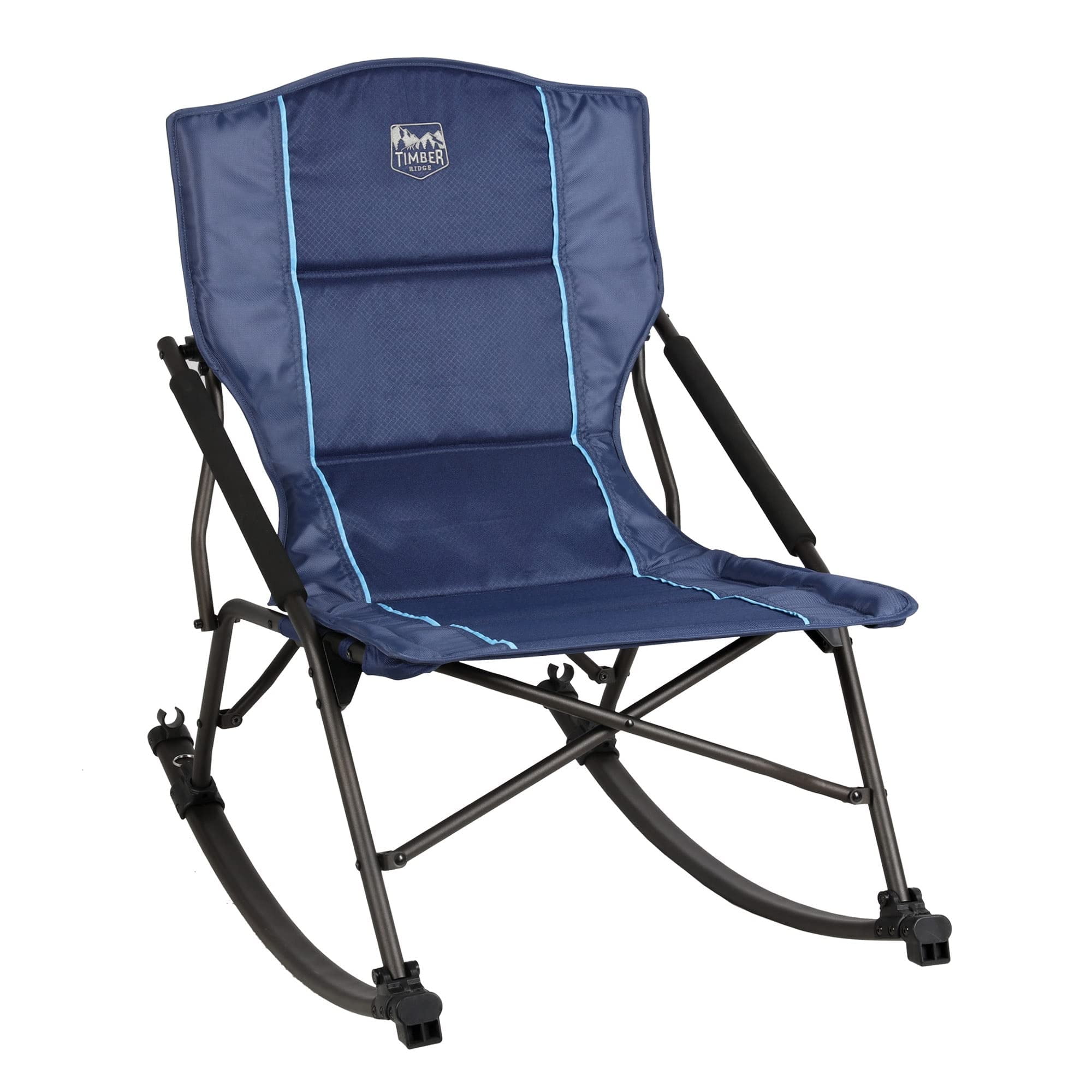 Blue Folding Rocking Chair with Hard Armrests
