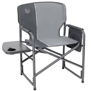 TIMBER RIDGE Folding Camping Chair, Portable Lightweight Aluminum Directors Chair with Side Table and Side Pocket for Outdoor, Lawn, Grey
