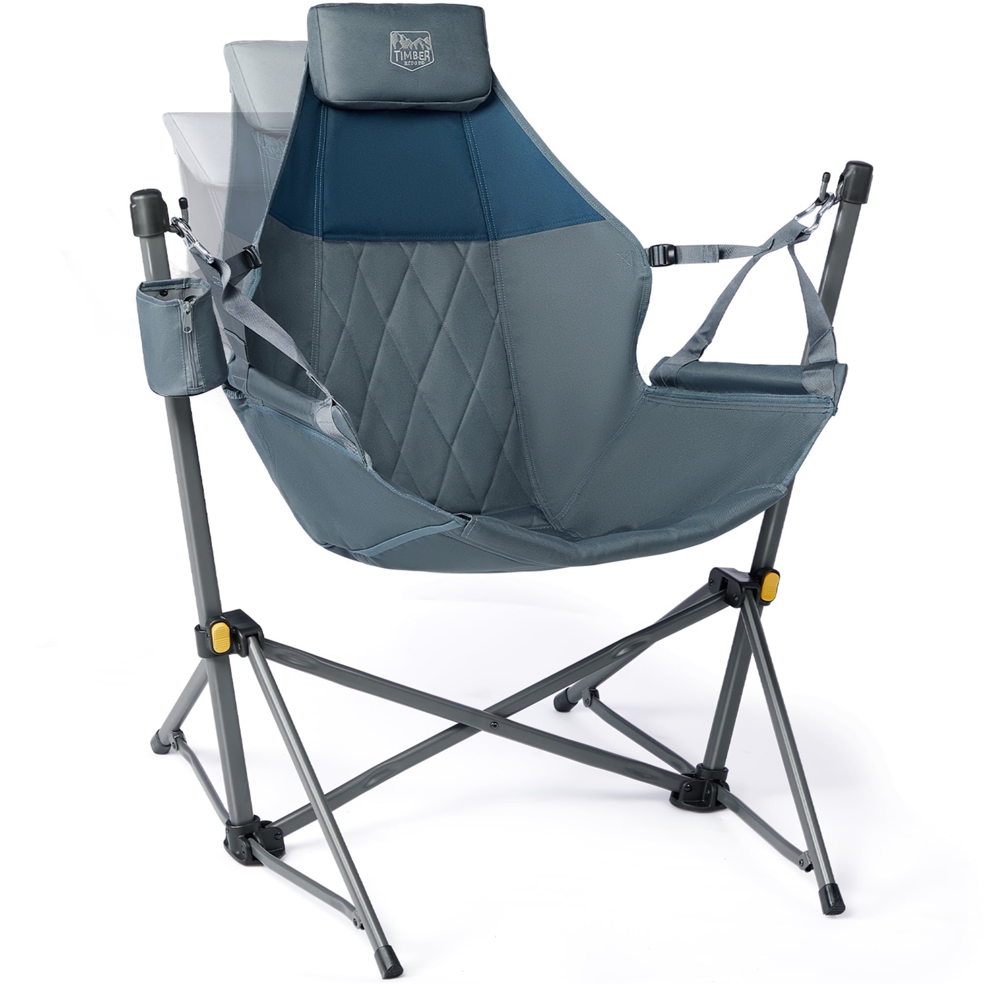 TIMBER RIDGE Hammock Camping Chair for Outdoor with Adjustable Backrest, Heavy Duty Swing Folding Chair with Steel Stand, 300 lbs Weight Capacity, Blue