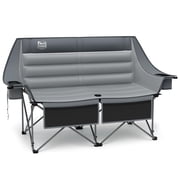 Timber Ridge Heavy Duty Double Camping Chair 600 lbs Capacity Loveseat with Storage Pockets Foldable Outdoor Couch for Campsites, Patio, Sports Events