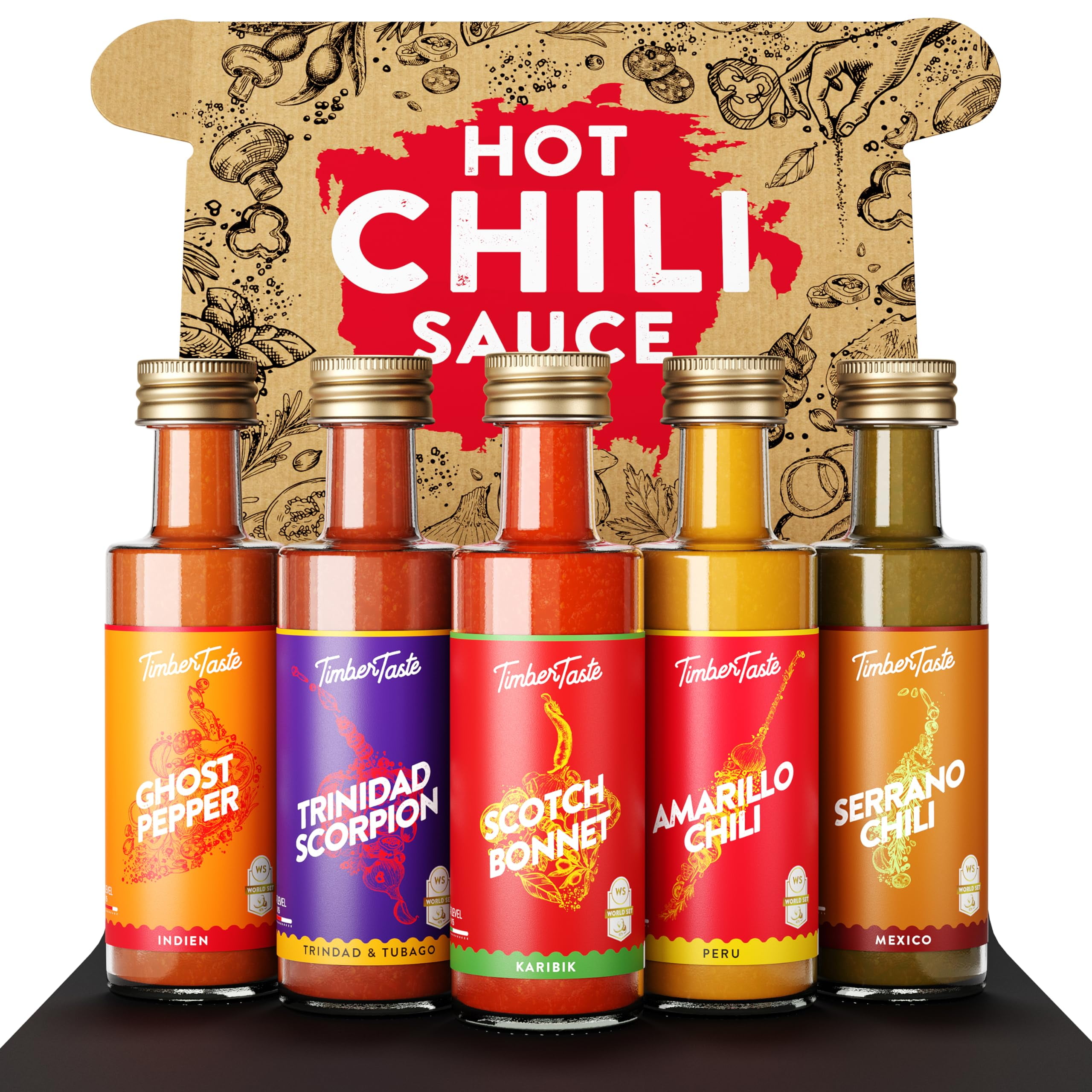TIMBER TASTE® World TWE5 Sauce Gift Set [5x1.35 Sauce Variety Pack ...
