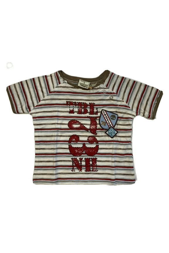 BOYS SHIRT - STRIPED SZ 6 9 MONTHS - TOP TEE GRAPHIC KIDS TODDLERS