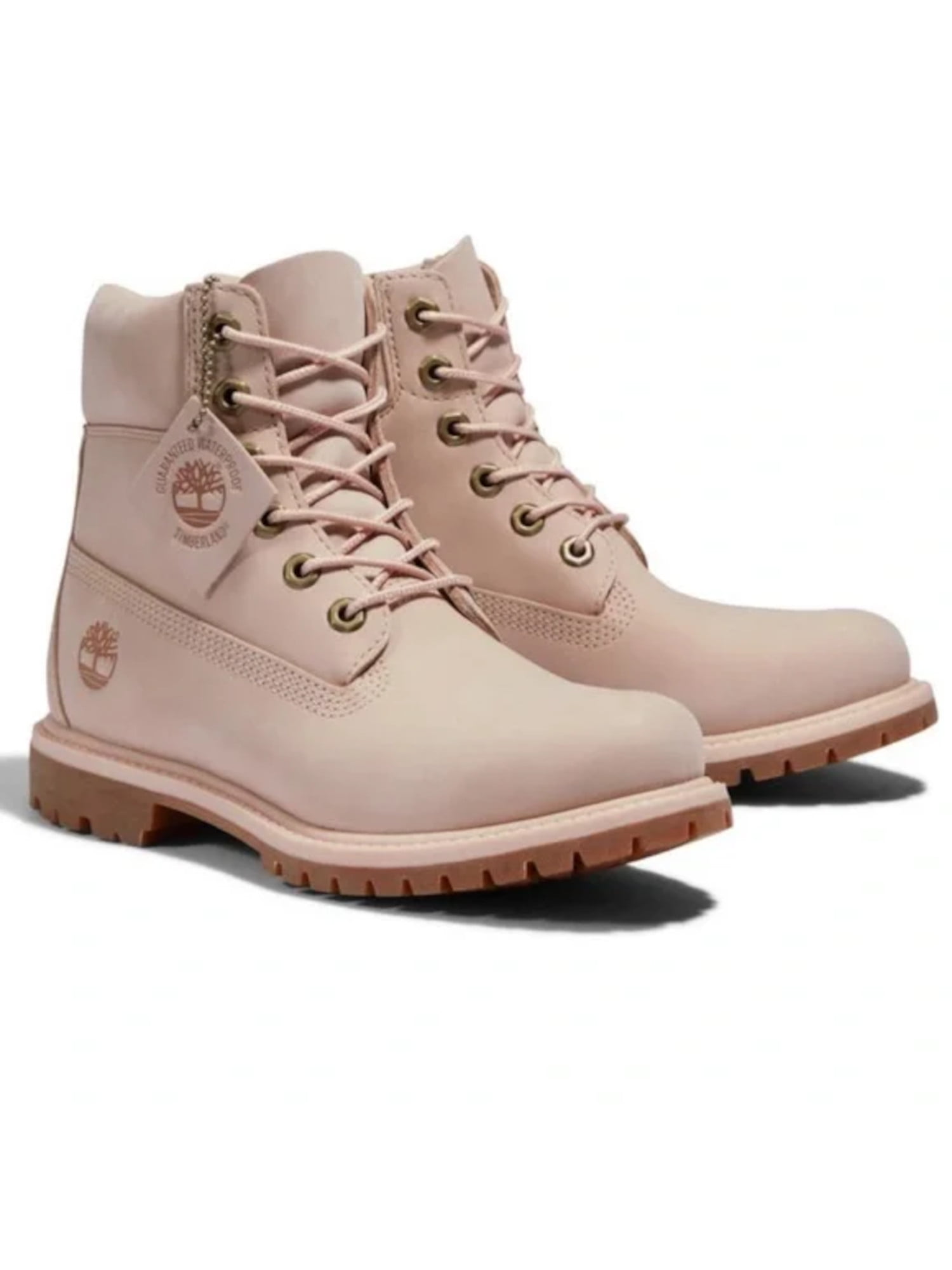 TIMBERLAND Womens Pink Waterproof Lug Sole Almond Toe Block Heel Lace