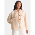 thumbnail image 1 of Time and Tru Women's and Women's Plus Ribbed Shirt Jacket with Hood, Sizes XS-4X, 1 of 6