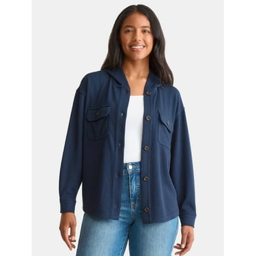 Time and Tru Women's and Women's Plus Ribbed Shirt with Hood, Sizes XS-4X