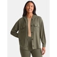 thumbnail image 1 of Time and Tru Women's and Women's Plus Ribbed Shirt Jacket with Hood, Sizes XS-4X, 1 of 6