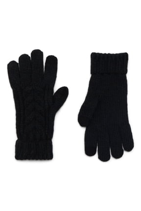 Women's Tech Touch Cable Knit Gloves, One Size Fits Most, Black Soot