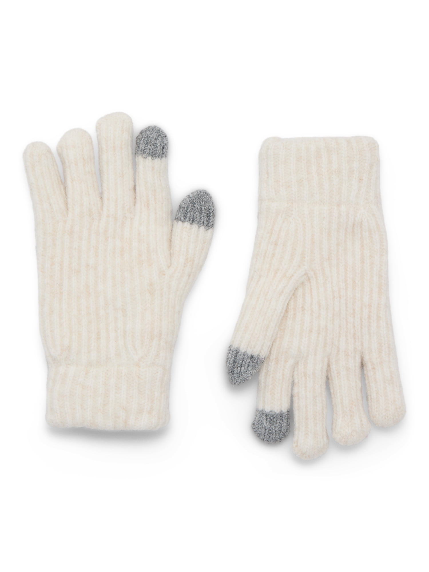 Time and Tru Women's Tech Touch Lined Rib Gloves, Knit, One Size
