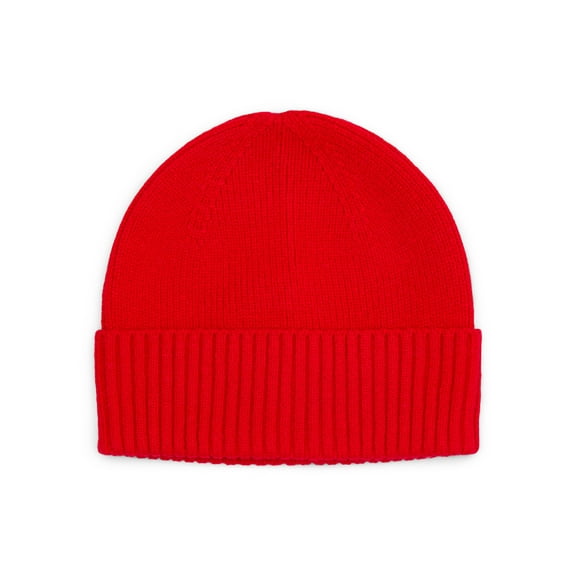 Time and Tru Women's Ribbed Beanie, Brilliant Red