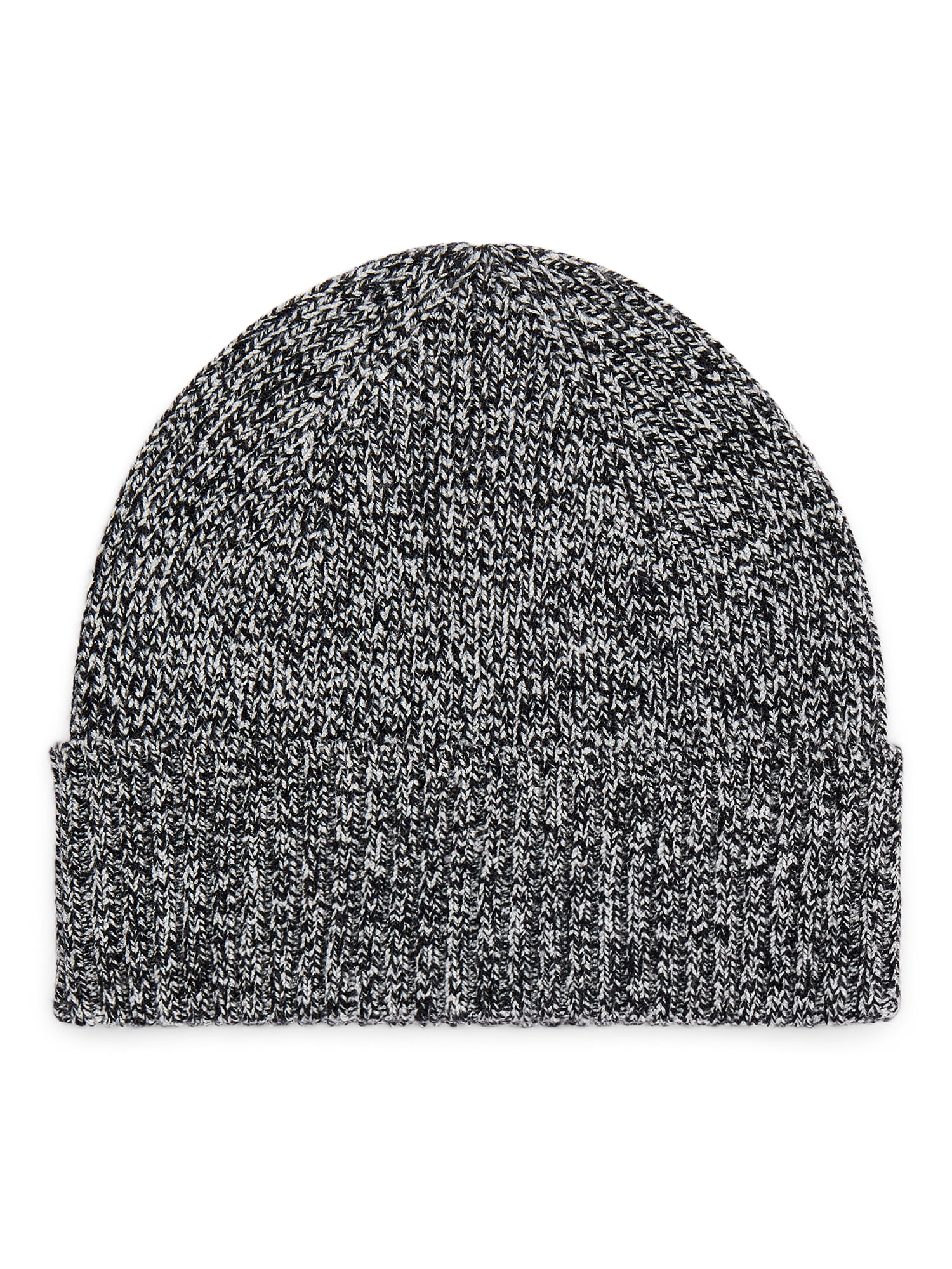 Time and Tru Women's Ribbed Beanie, Black Soot/Winter White