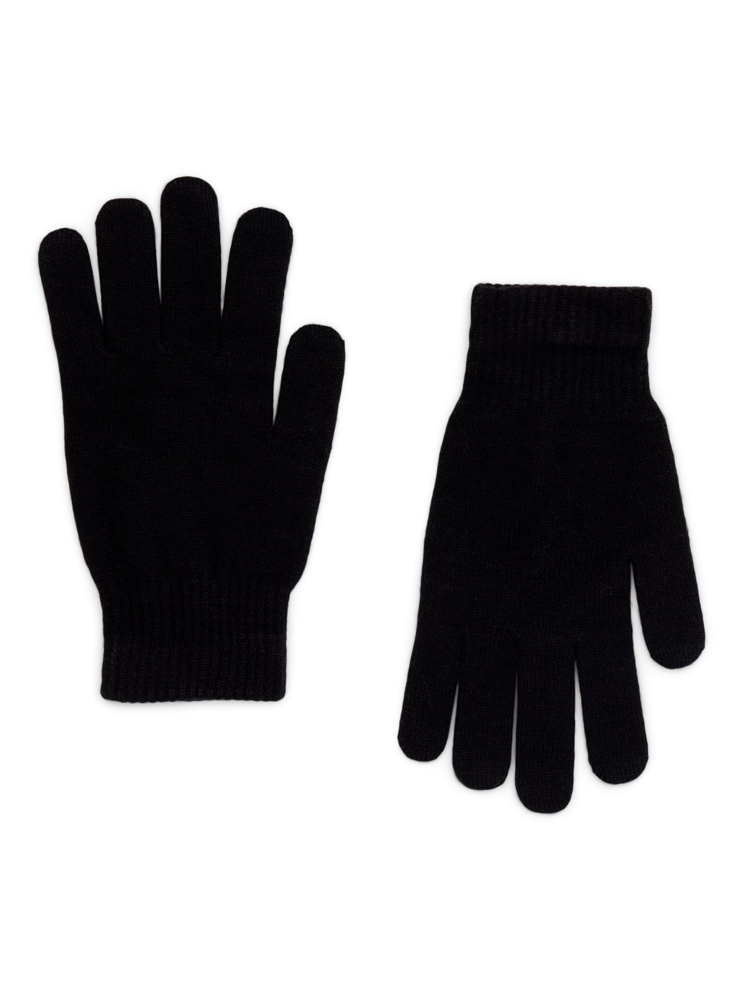 Time and Tru Women's Tech Touch Knit Gloves, One Size Fits Most, Black Soot