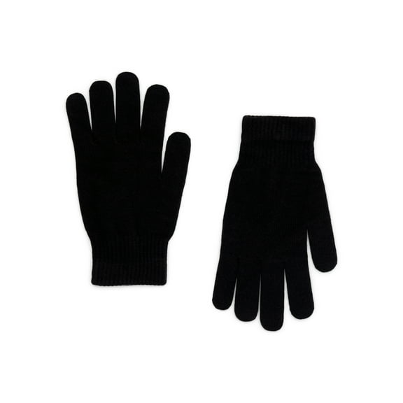 Time and Tru Women's Tech Touch Knit Gloves, One Size Fits Most, Black Soot