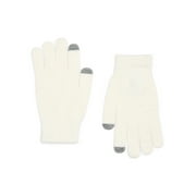 TIME AND TRU Women's Tech Touch Knit Gloves, One Size Fits Most, Winter White
