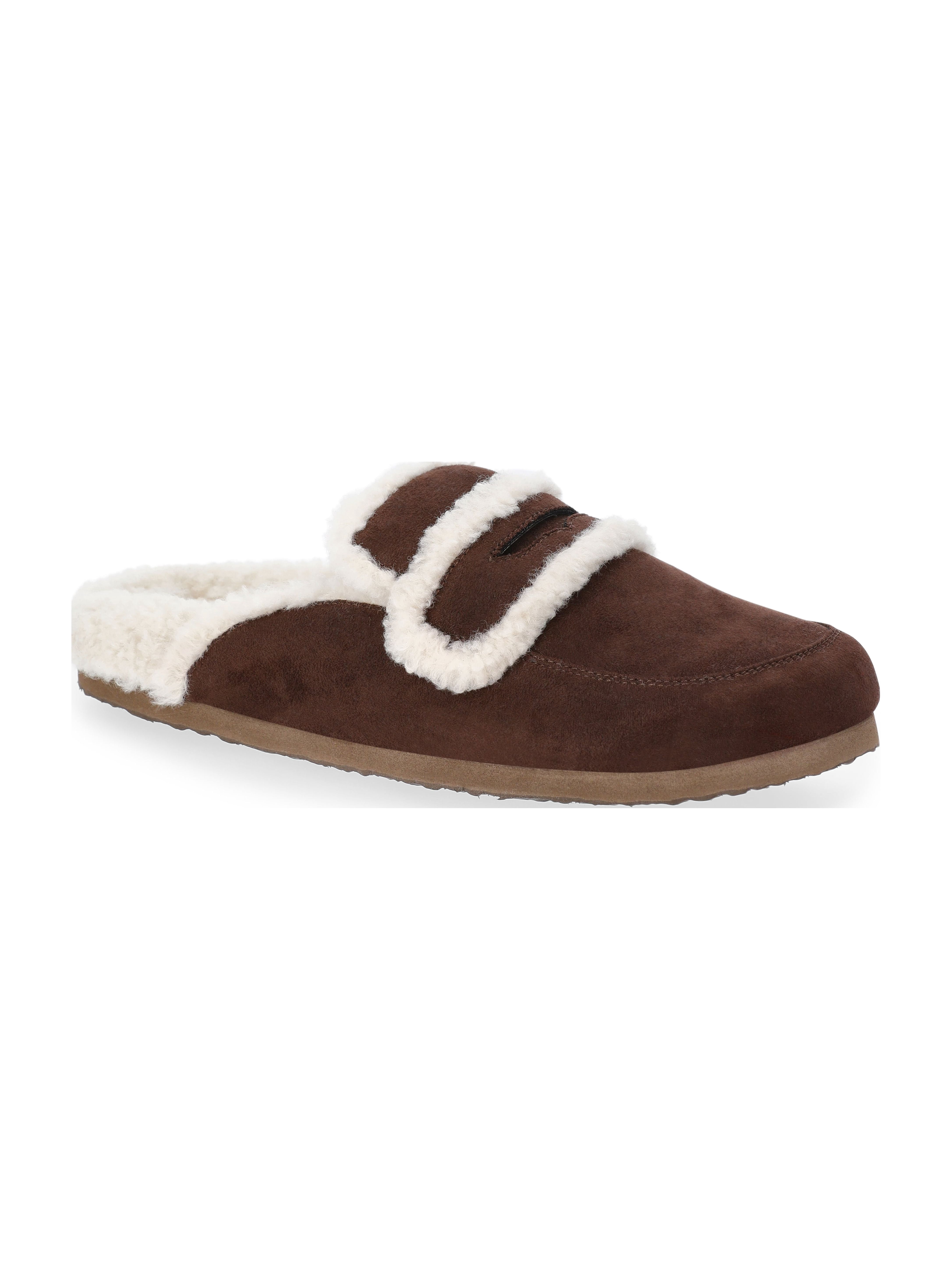 Time and Tru Women's Faux Shearling Slide On Loafers