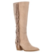 Women's Faux Suede Tall Fringe Boots