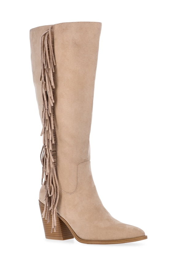Women's Faux Suede Tall Fringe Boots