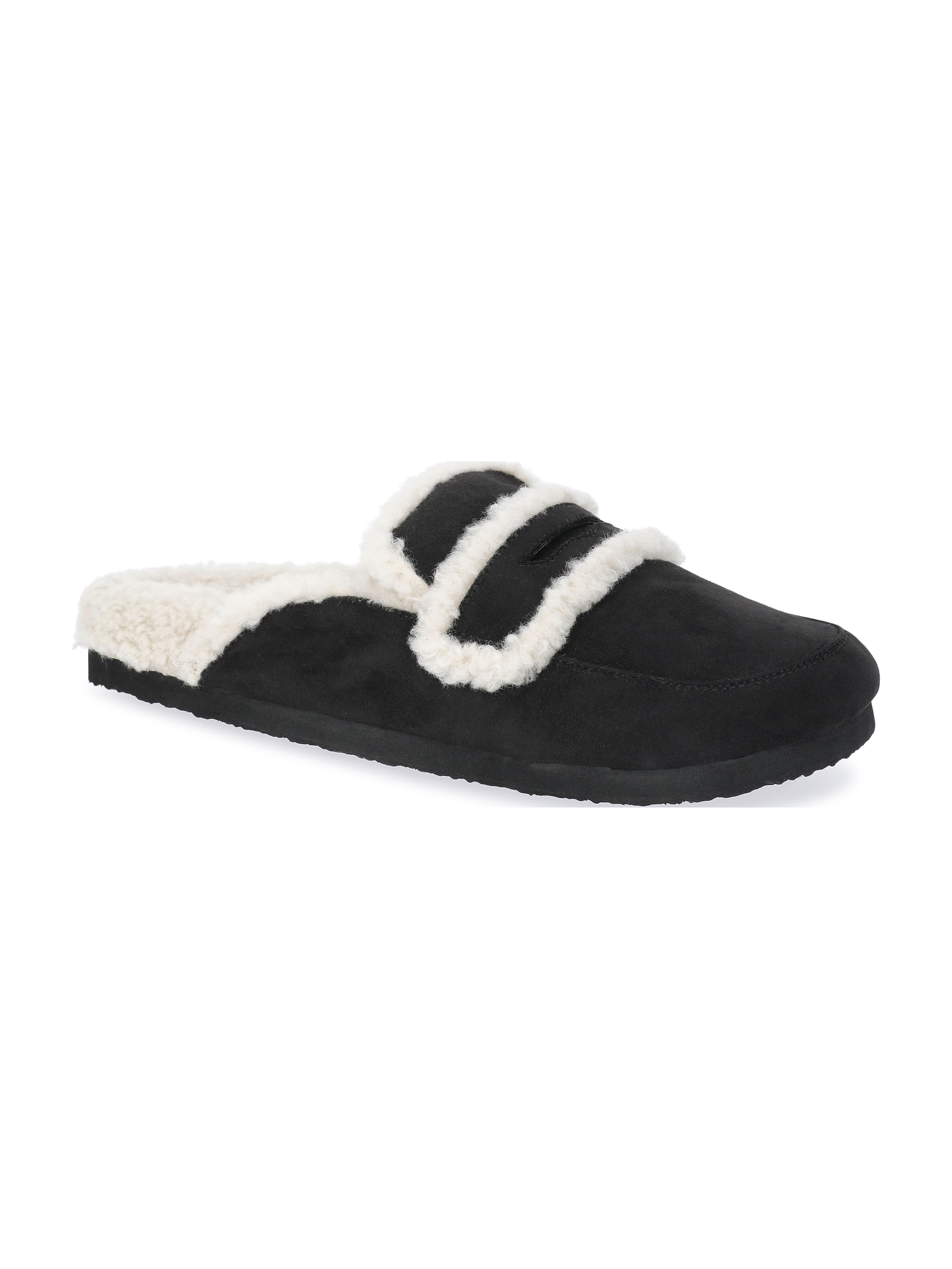 Time and Tru Women's Faux Shearling Slide On Loafers