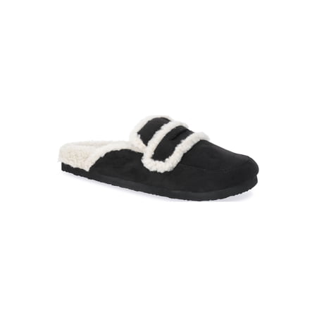 Time and Tru Women's Faux Shearling Slide On Loafers