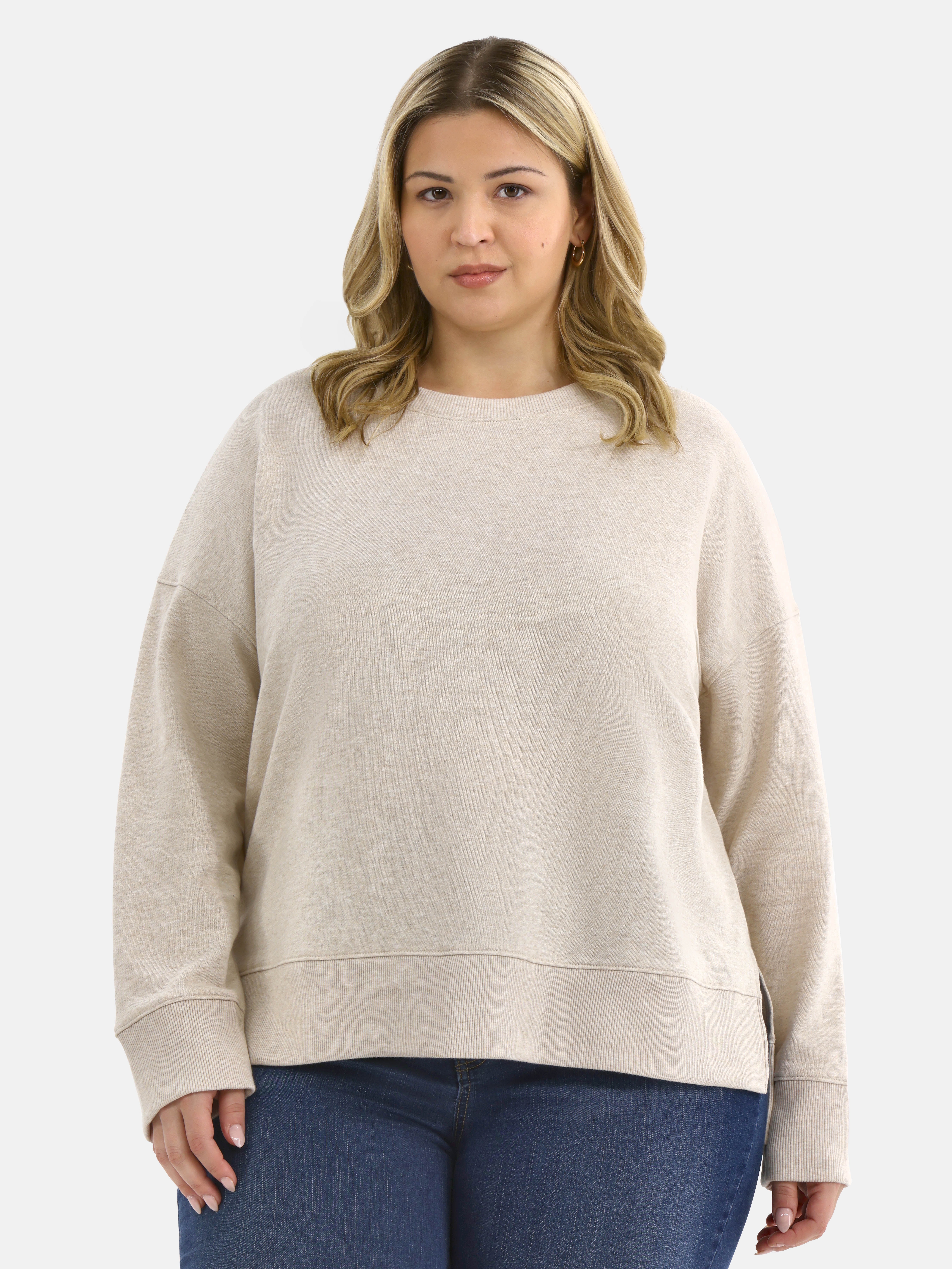 Time and Tru Women's Tunic Sweatshirt with High-Low Hem, Sizes XS -4X