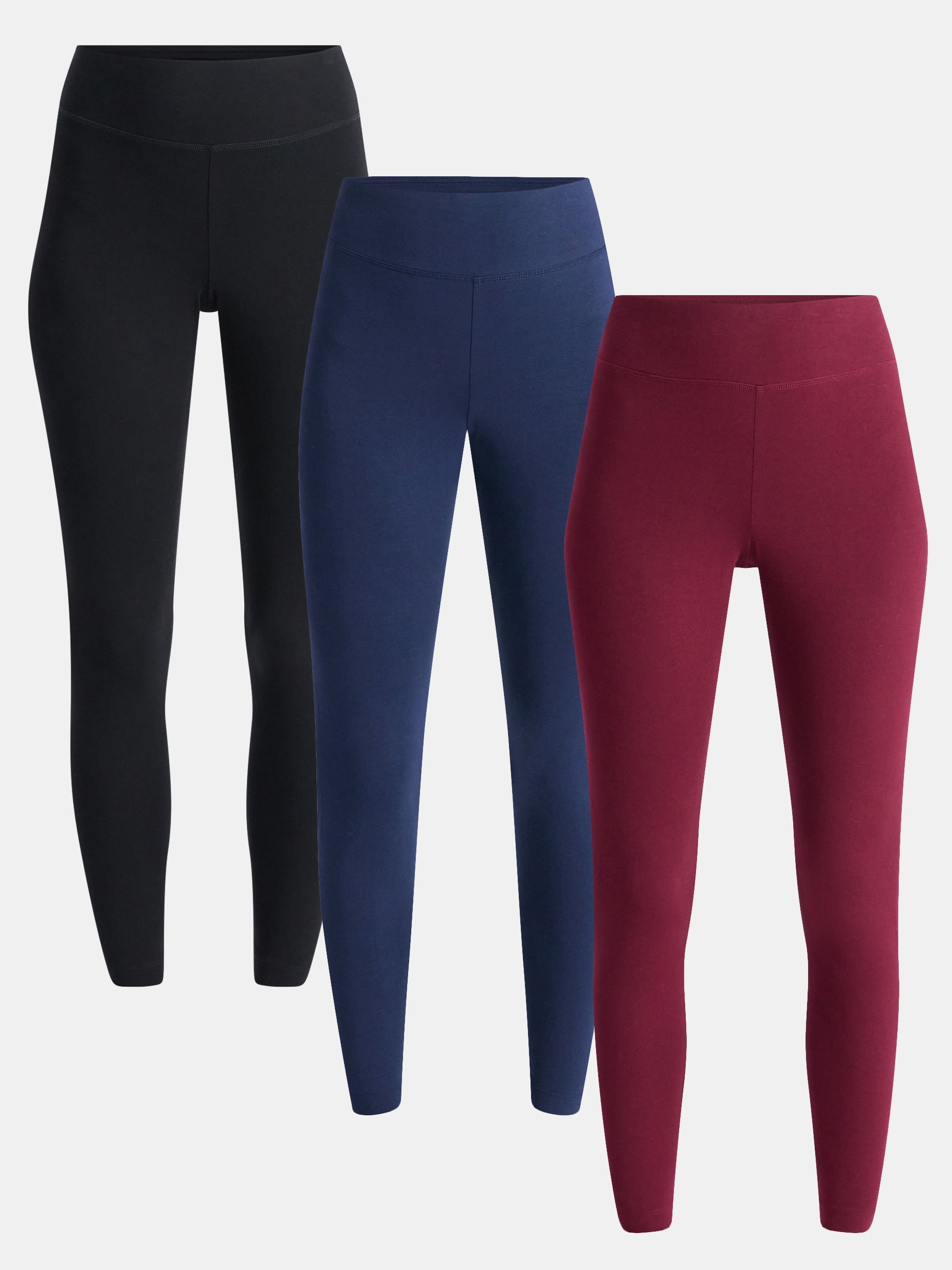 Time and Tru Women's High Rise Leggings, 27'' Inseam, 3-Pack, Sizes XS-XXXL
