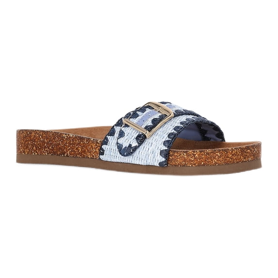 Time and Tru Women's One Buckle Footbed Slide Sandals