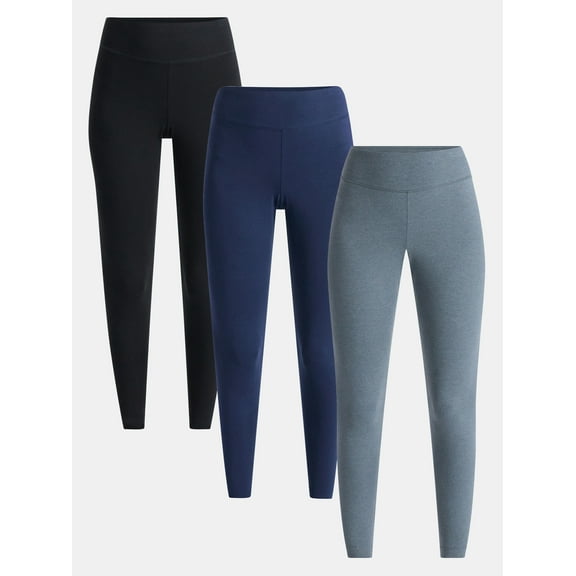 Time and Tru Women's High Rise Leggings, 27'' Inseam, 3-Pack, Sizes XS-XXXL