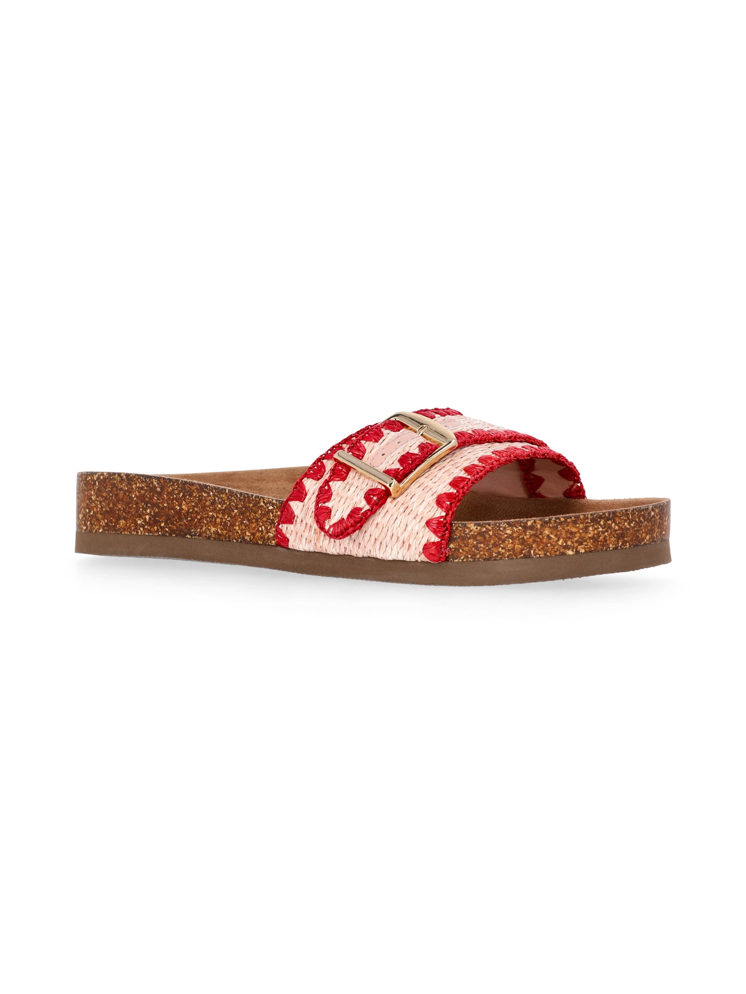 Time and Tru Women's One Buckle Footbed Slide Sandals