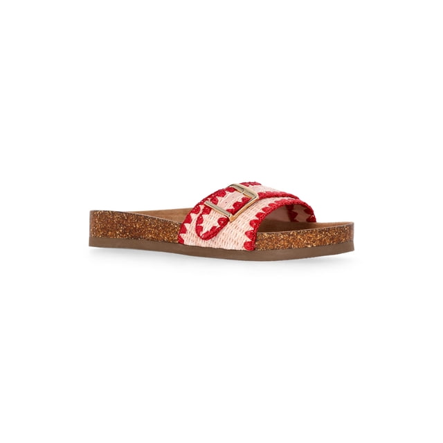 Time and Tru Women's One Buckle Footbed Slide Sandals