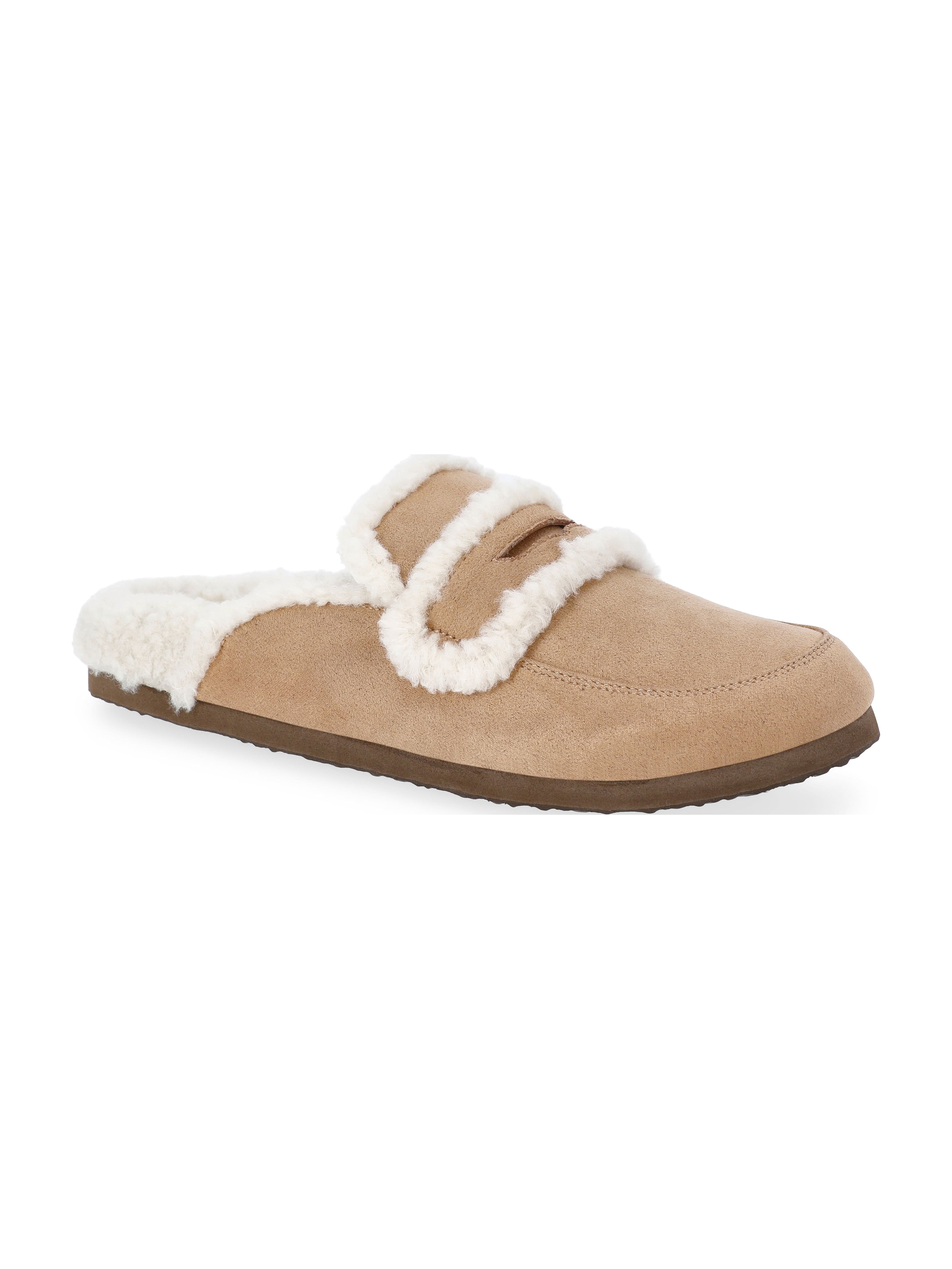 Time and Tru Women's Faux Shearling Slide On Loafers