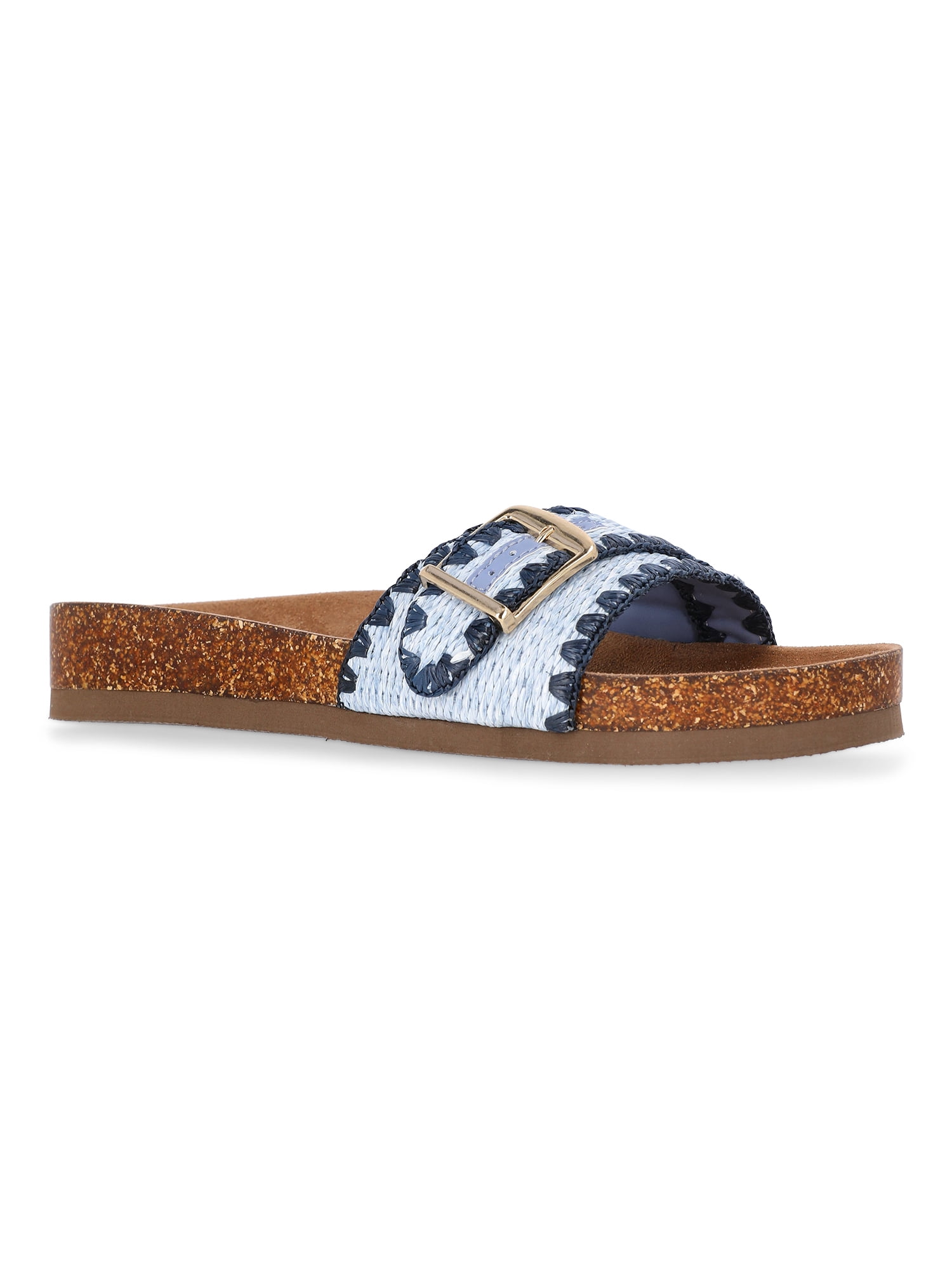 Time and Tru Women's One Buckle Footbed Slide Sandals