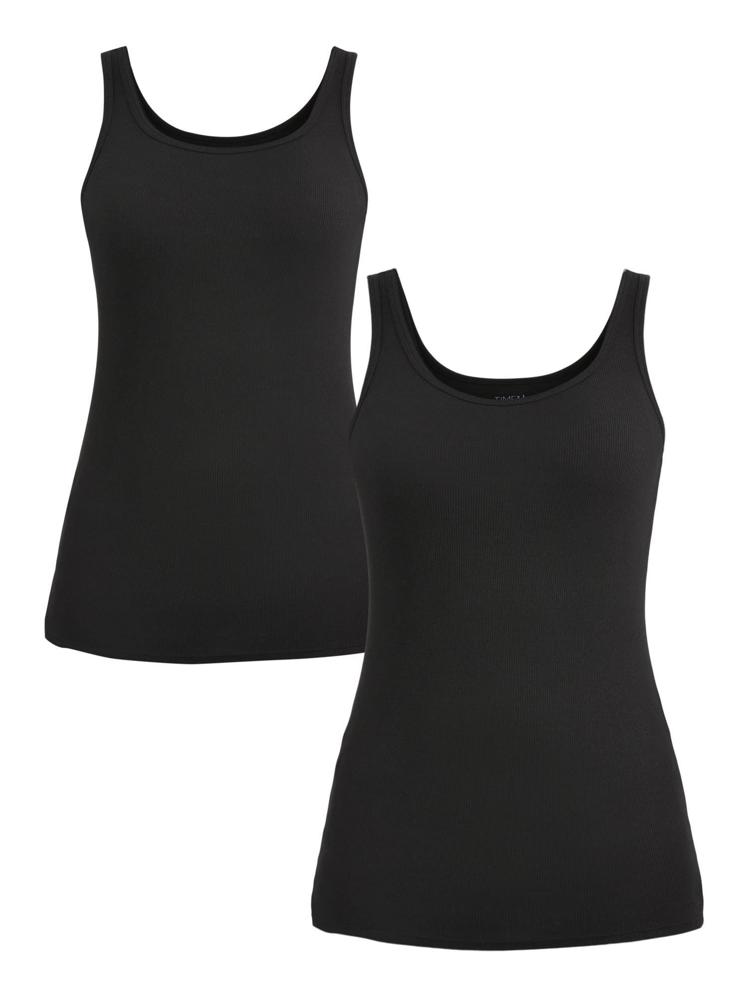 Time and Tru Women's Rib Tank Top, 2-Pack, Sizes XS-XXXL
