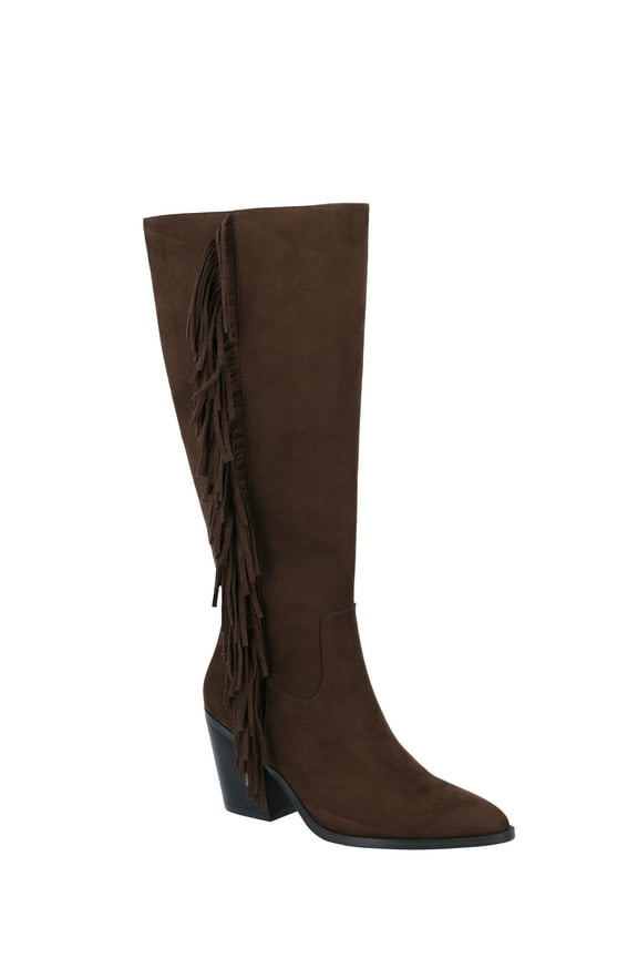 Women's Faux Suede Tall Fringe Boots