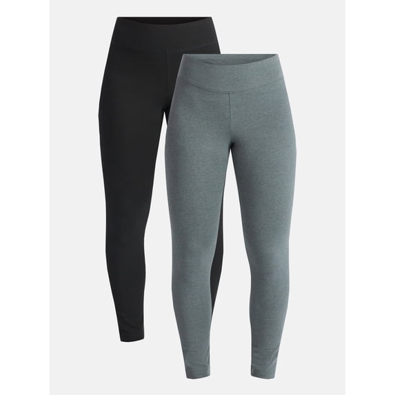 Time and Tru Women's High Rise Leggings, 27'' Inseam, 2-Pack, Sizes XS-XXXL
