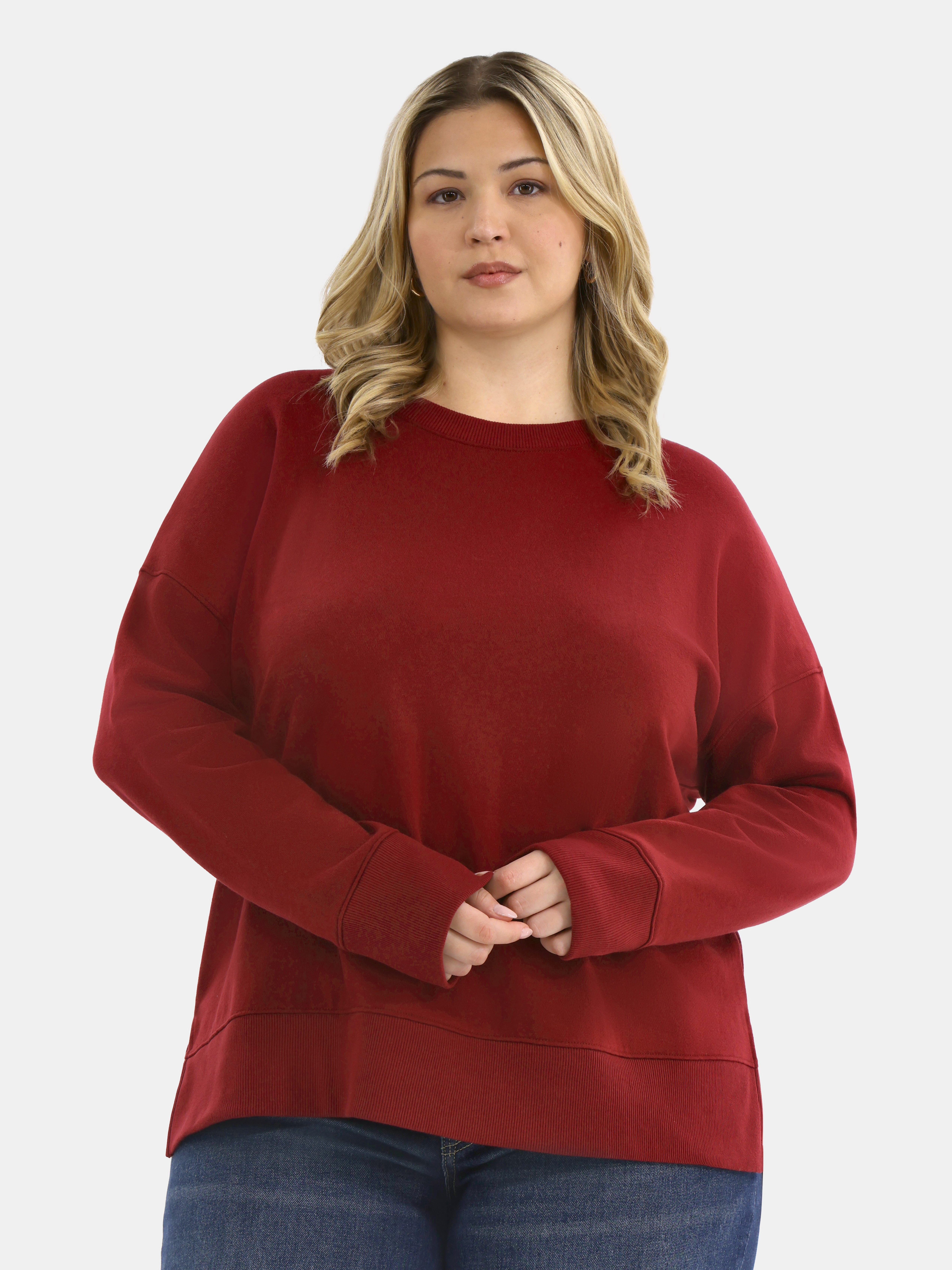Time and Tru Women's Tunic Sweatshirt with High-Low Hem, Sizes XS -4X