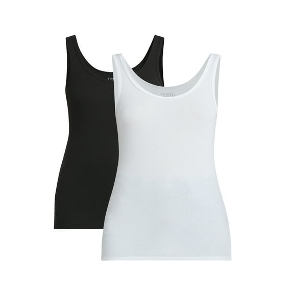 Time and Tru Women's Rib Tank Top, 2-Pack, Sizes XS-XXXL