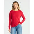 thumbnail image 1 of Time and Tru Women's Cotton Crewneck Tee with Long Sleeves, Sizes XS-XXXL, 1 of 5
