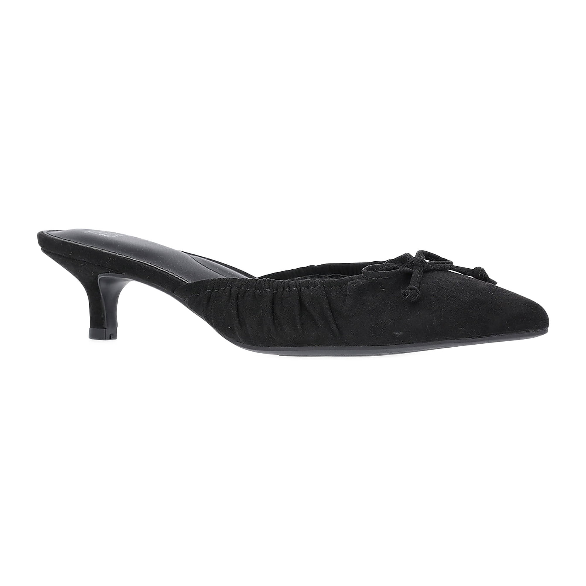 Time and Tru Women's Faux Suede Kitten Heel Mules