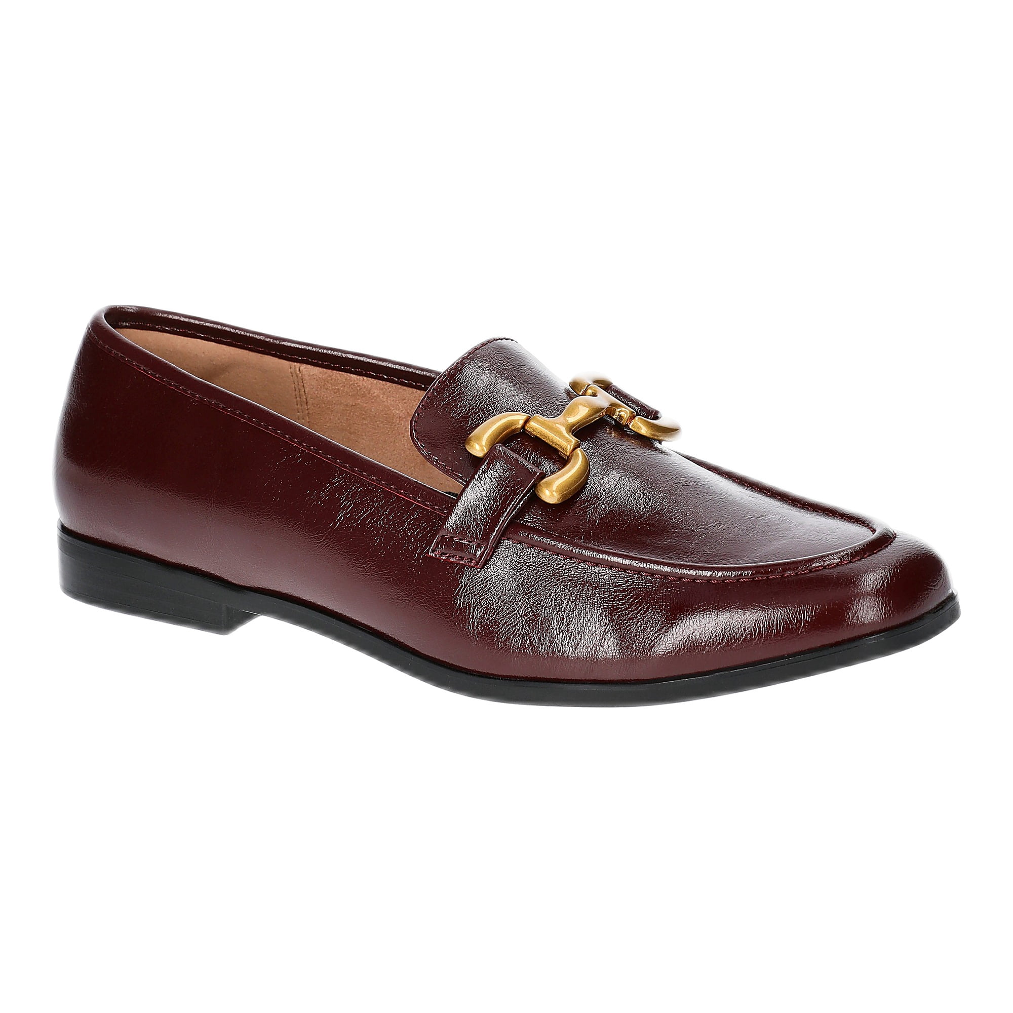 Time and Tru Women's Faux Leather Buckle Loafers