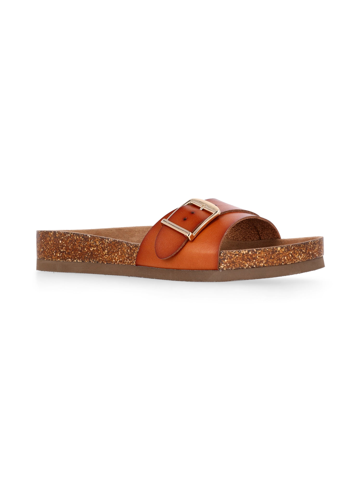 Time and Tru Women's One Buckle Footbed Slide Sandals