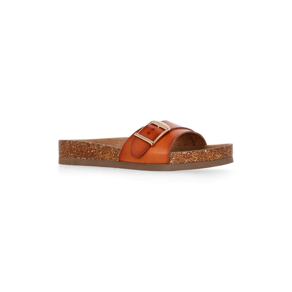 Time and Tru Women's One Buckle Footbed Slide Sandals