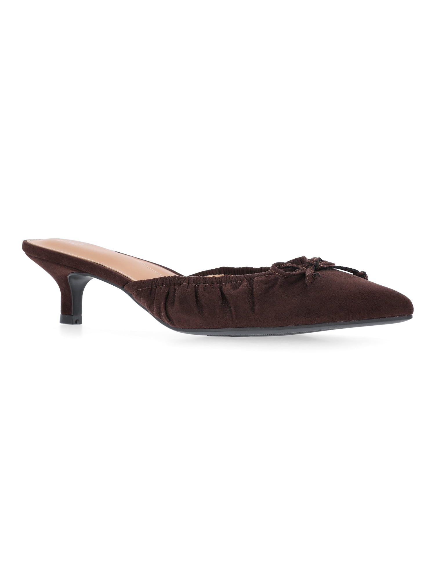 Time and Tru Women's Faux Suede Kitten Heel Mules