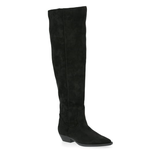 Time and Tru Women's Faux Suede Western Over The Knee Boots