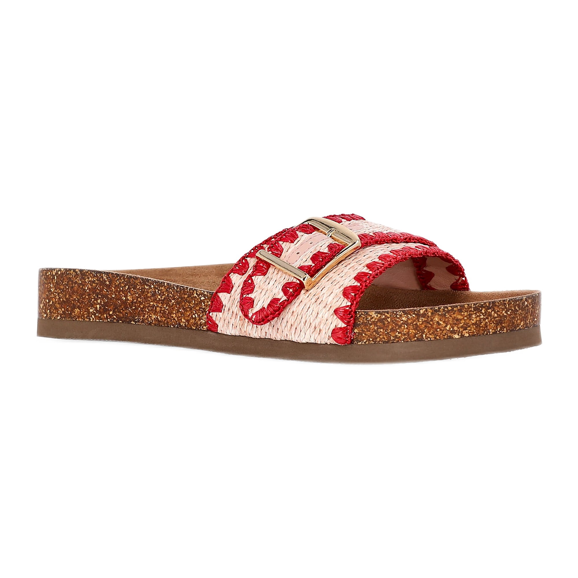Time and Tru Women's One Buckle Footbed Slide Sandals