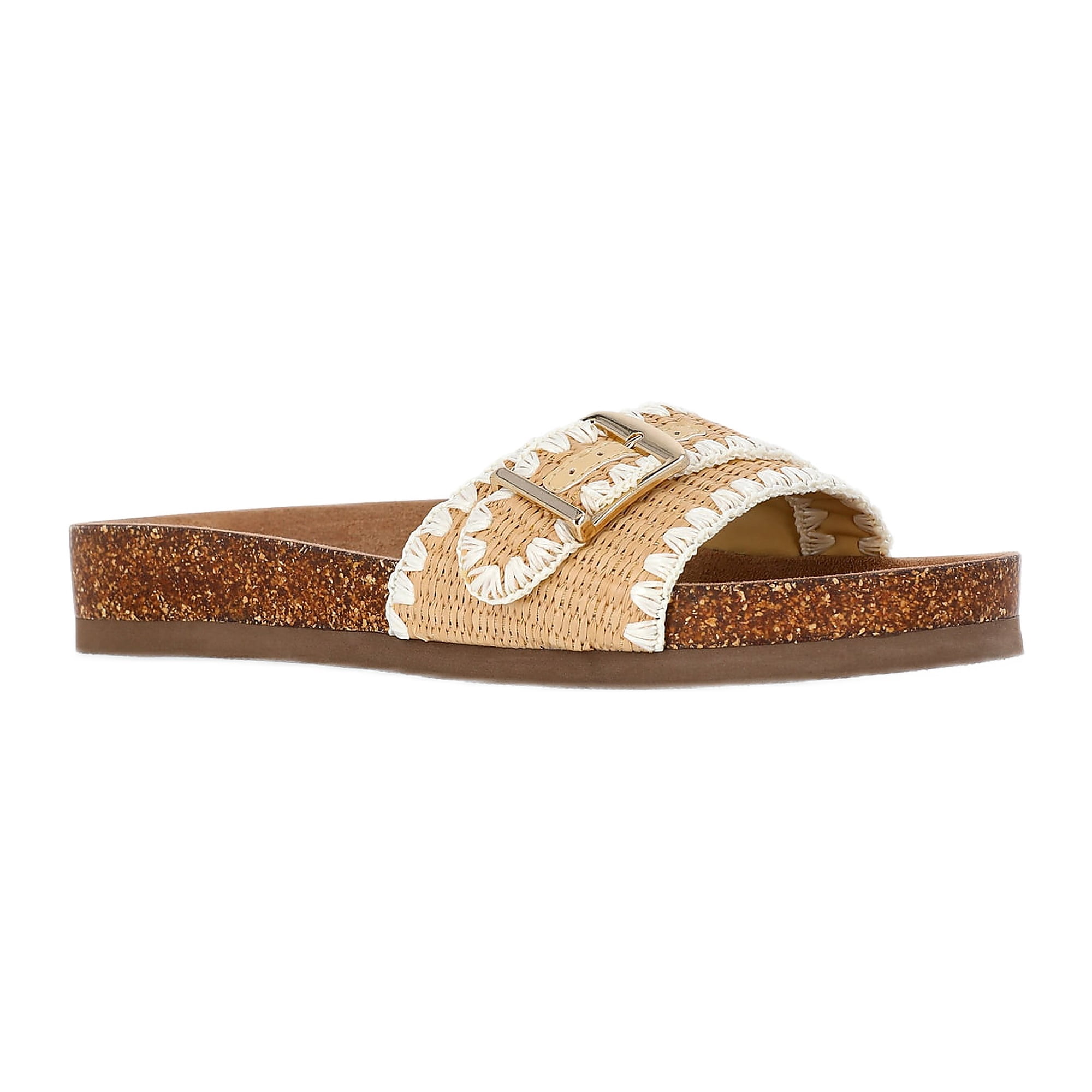 Time and Tru Women's One Buckle Footbed Slide Sandals