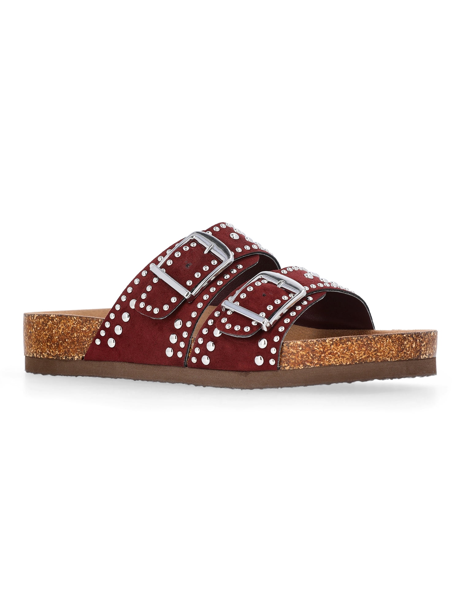 Time and Tru Women's Footbed Slide Sandals, Wide Width Available