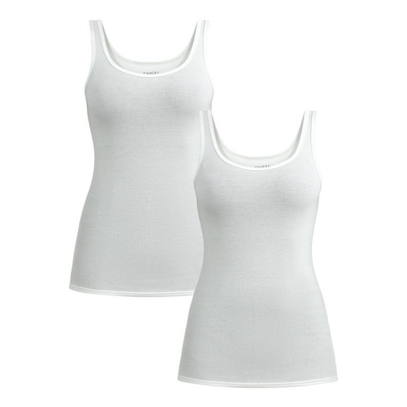 Time and Tru Women's Rib Tank Top, 2-Pack, Sizes XS-XXXL