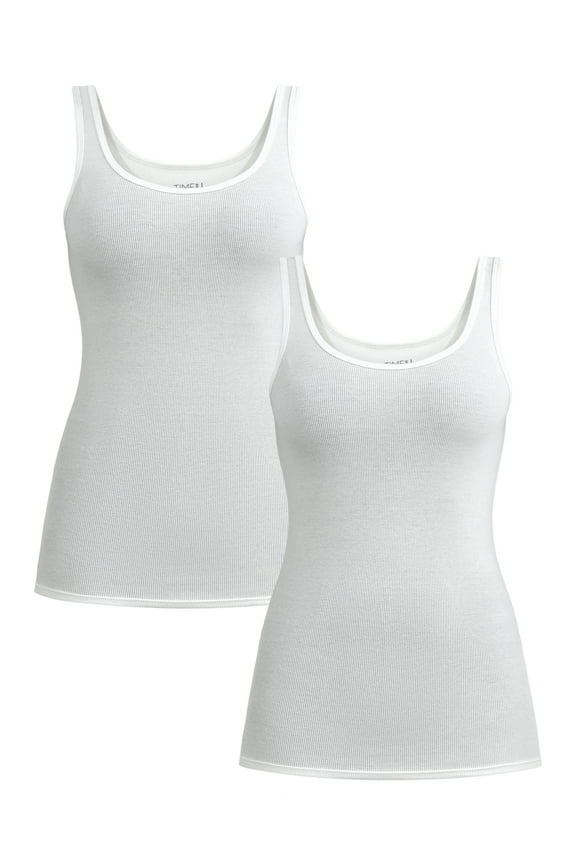 Women's Rib Tank Top, 2-Pack, Sizes XS-XXXL