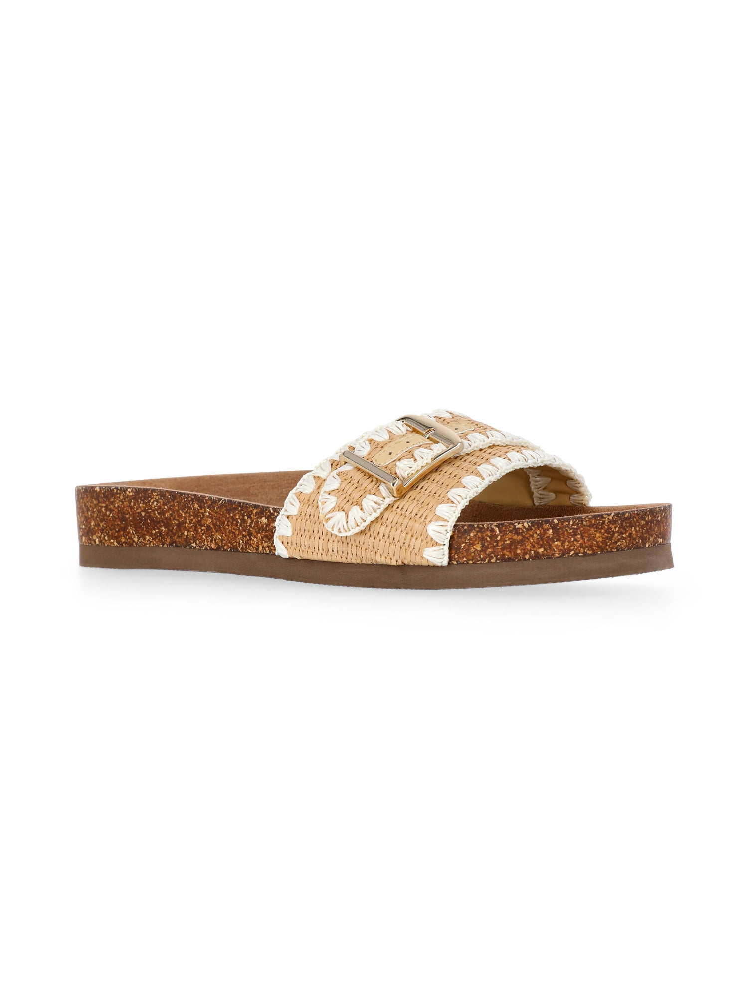 Time and Tru Women's One Buckle Footbed Slide Sandals