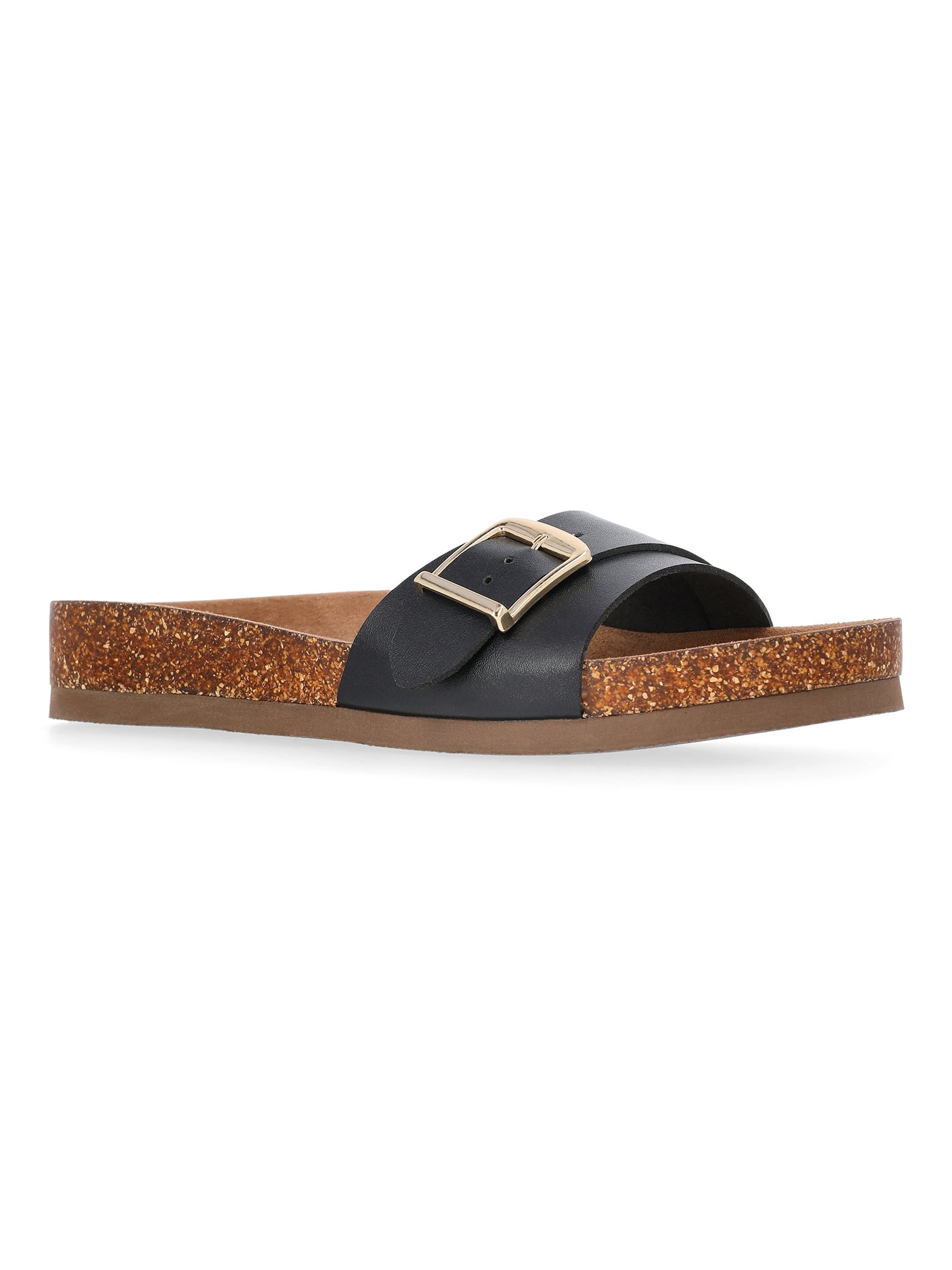 Time and Tru Women's One Buckle Footbed Slide Sandals